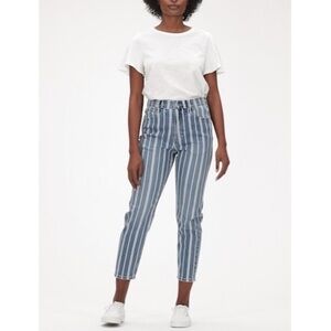 Gap High Rise Striped Mom Denim Straight Leg Jean, Blue‎ - Size 4